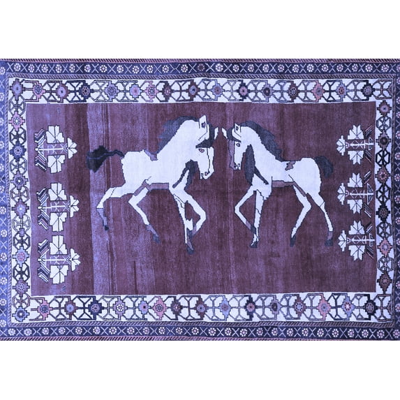 Ahgly Company Indoor Rectangle Persian Blue Traditional Area Rugs, 5' x 8'