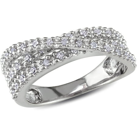 Miabella 1/4 Carat T.W. Diamond Cross-Over Ring in Sterling Silver
