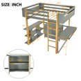 thumbnail image 3 of Full Size Loft Bed With Foldable desk, Built-in Storage Cabinet & Cubes, Multi-functional Wood High Bed Frame with Safety Guardrails and Ladder, For Boys Girls Bedroom, No Box Spring Needed, 3 of 7