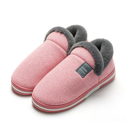 

uikmnh Women Shoes Couples Women Slip On Furry Plush Flat Home Winter Round Toe Keep Warm Solid Color Slippers Shoes Hot Pink 7.5