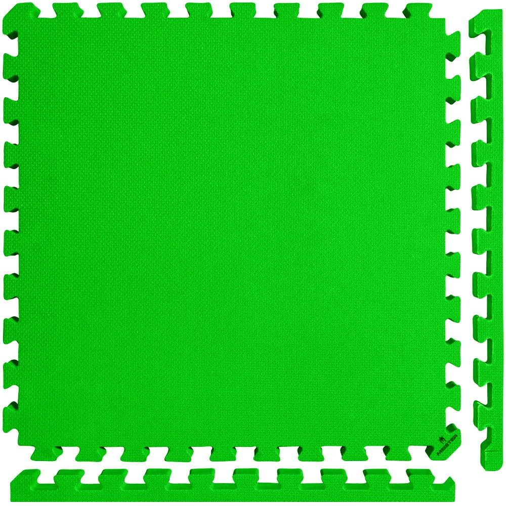 Meister X-THICK 1.5" Interlocking EVA Foam Mats - 2X Cushion for Wrestling, MMA Takedowns & Gymnastics - 2'x2' Tiles - Green - 25 Tiles (100 Sqft)
