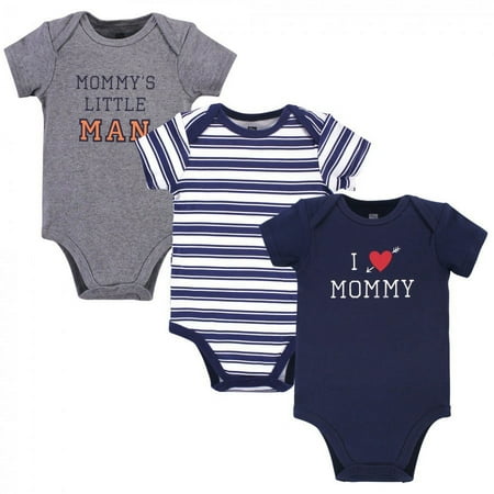 UPC: 0660168529258 | Hudson Baby Infant Boy Cotton Bodysuits 3pk  Boy Mommy  6-9 Months