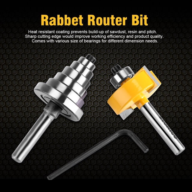 Rabbet Router Bit Set Durable Woodworking Tool for Precise Wood Edge Finishing