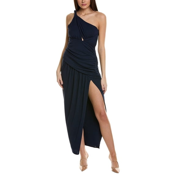 Nicholas womens  Nala Draped Asymmetrical Gown, 10, Blue