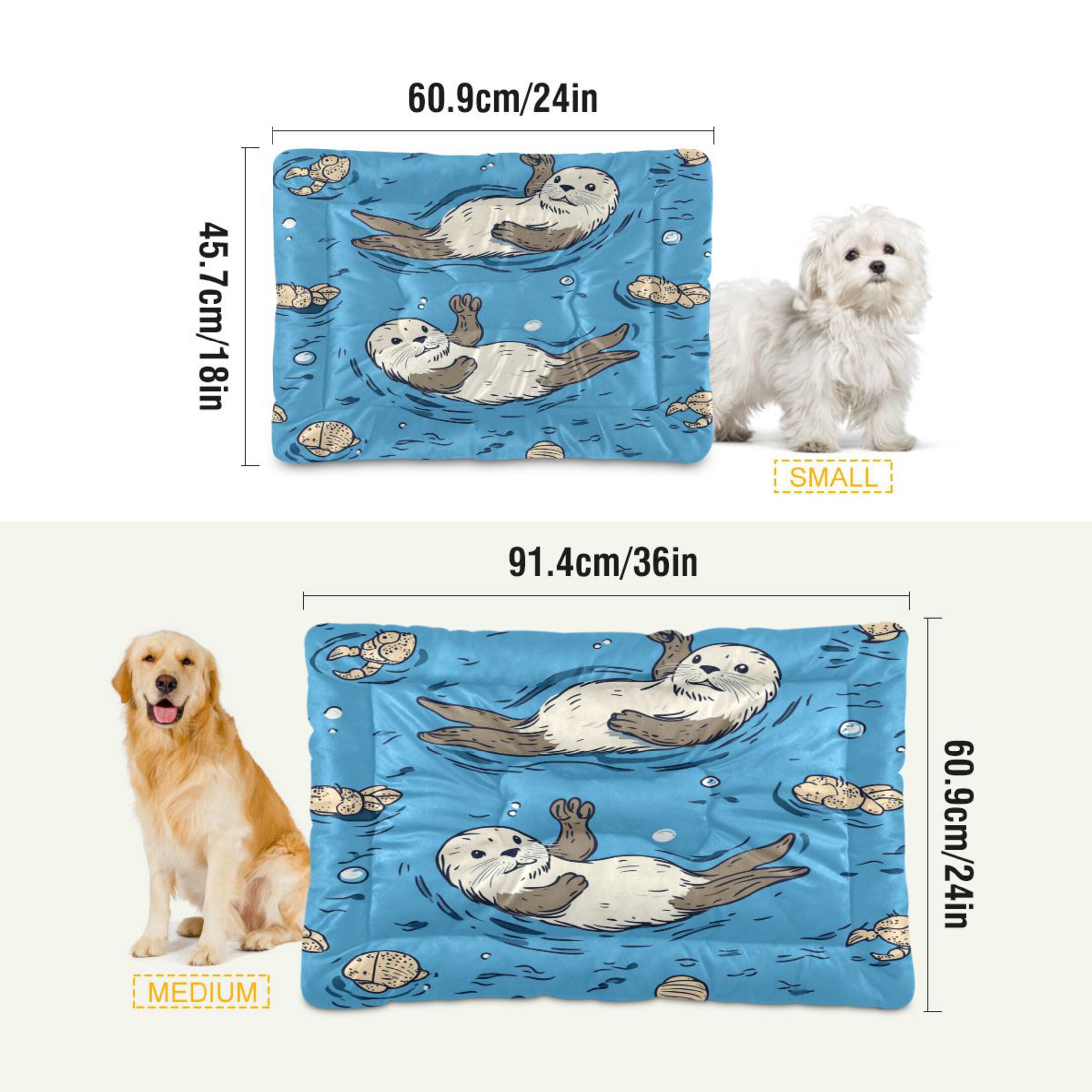 Qxltty Cute Otter Pattern Ped Pad Wear-resistant and Hard to Bite Through Sleeping Pad for Small Medium Large Dogs Winter Pet Bed 36×24in
