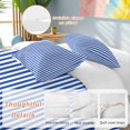 thumbnail image 3 of Navy Blue Stripe Bedding 3 Piece Duvet Cover Set California King, Modern White Vertical Striped Geometric Soft Microfiber Comforter Cover with Zipper Closure & Pillowcases, FadeResistant Quilt Cover, 3 of 9