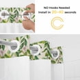 thumbnail image 2 of Spring Leaves No Hooks Shower Curtain with Snap-in Liner Watercolor Falling Green Leaf Floral Plant Birds Linen Texture Shower Curtains for Bathroom, Waterproof, Easy Install, Washable 54"x78", 2 of 9