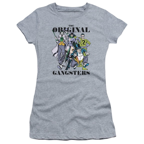 DC Comics Original Gangsters S/S Junior Women's T-Shirt Sheer Athletic Heather
