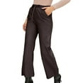 thumbnail image 1 of Pantalones sueltos de cintura alta a la moda para mujer, pantalones de cuero de pierna recta de pierna ancha de cuero para motocicleta, pantalones Pompotops ulkah938248, 1 of 9