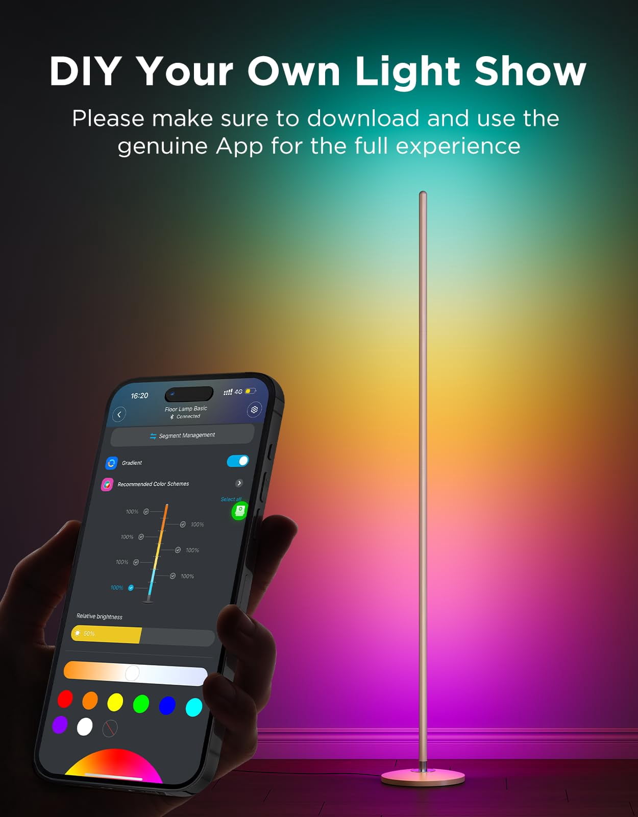 Govee Rgbic Floor Lamp Basic  Led Corner Works With Alexa 1000lm Modern Music Sync And 16 Million Diy Colors Color Changing Standing For Bedroom Living Room