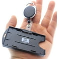 thumbnail image 2 of Premium Two Card Plastic Badge Holder - Vertical or Horizontal - with Heavy Duty Retractable Carabiner Clip Badge Reel by Specialist ID (Black, Sold Individually), 2 of 7