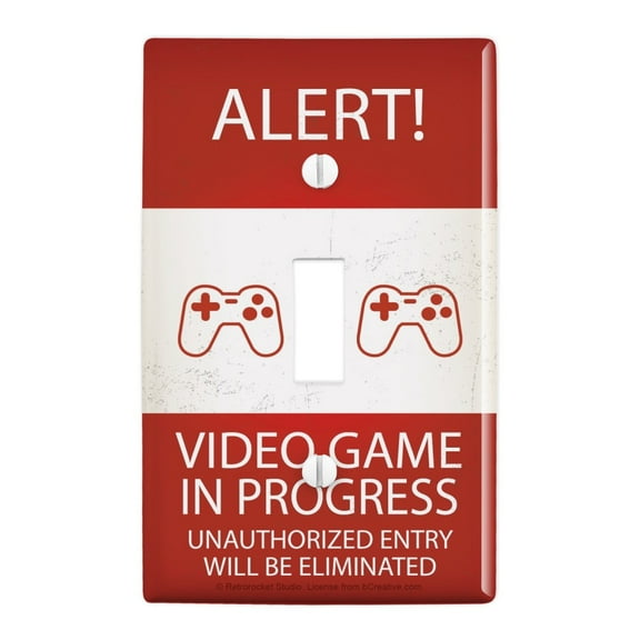Alert Video Game In Progress Unauthorized Entry Eliminated Plastic Wall Decor Toggle Light Switch Plate Cover