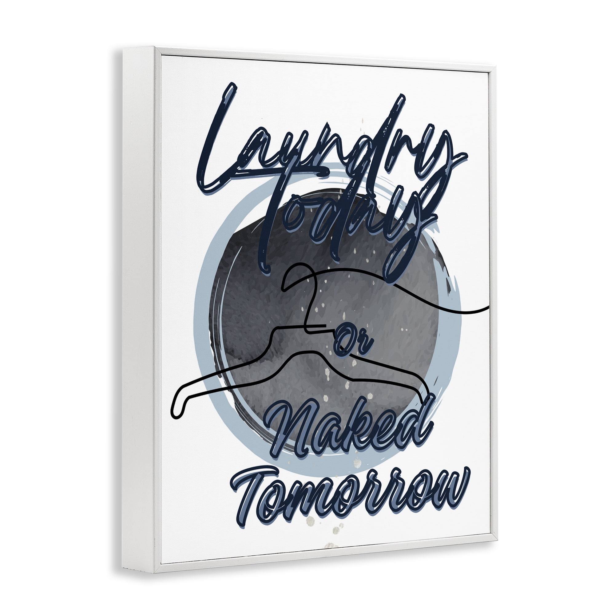 Laundry Phrase with Hanger Contour White Framed Giclee Art, design by Jesse Keith