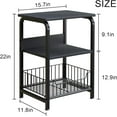 thumbnail image 4 of aboxoo End Table Side Table Black Wooden 3 Tiers Nightstand Industrial Retro Storage Shelf for Living Room Bedroom Kitchen Family and Office,Stable Wood and Metal Frame, 4 of 7