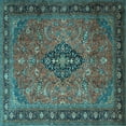 thumbnail image 1 of Ahgly Company Indoor Square Medallion Light Blue Traditional Area Rugs, 4' Square, 1 of 4