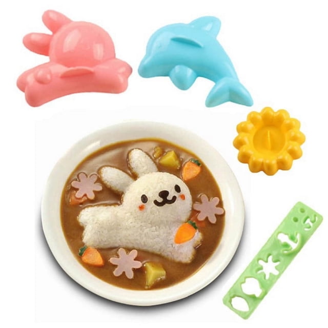 Moldes para huevos hervidos con forma de arroz, plantillas para niños, plantillas de conejito, moldes de animales para la cocina, moldes para onigiri, moldes para bolas de arroz