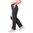 thumbnail image 3 of Women'S Wide Leg Sweatpants High Waisted Baggy Interior Drawstring Sweatpants Straight Leg Sweat Pants Dark Gray S, 3 of 7