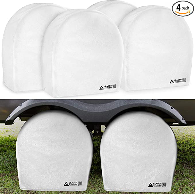 SUV Universal Fits Tire Diameters 24-26 inches Camper VINPATIO Tire Covers 4 Pack Truck Waterproof Vinyl Tire Cover Wheel Cover for RV Trailer White 