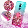 thumbnail image 3 of Liquid Quicksand Glitter Cute Phone Case for Cricket Icon 3 Case, At&t Motivate 2 Case, Cricket Splendor Phone Case Ring Kickstand for Girls Women Clear Bling Diamond Phone Case Cover - Pink/Teal, 3 of 5