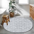 thumbnail image 3 of Round Area Rug 3 Ft, Grey Flowers Washable Non-Slip Circle Carpet for Living Room/Bedroom, Spring Floral Farmhouse Retro Art Low-Profile Small Floor Mats Collection Rugs for Indoor, 3 of 8
