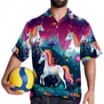 thumbnail image 4 of Robot Unicorn Attack Men's Short Sleeve Beach Shirts Poplin Spread Collar Tops Casual Printed Button Down Summer Unisex, 4 of 6