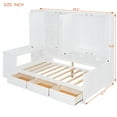 thumbnail image 4 of Twin Size Wood Daybed with Desk and Wardrobe, Space-Saving Storage Bed with Bookshelf and Drawers for Small Bedrooms, Modern White Corner Bed Frame for Teens and Adults, 4 of 9