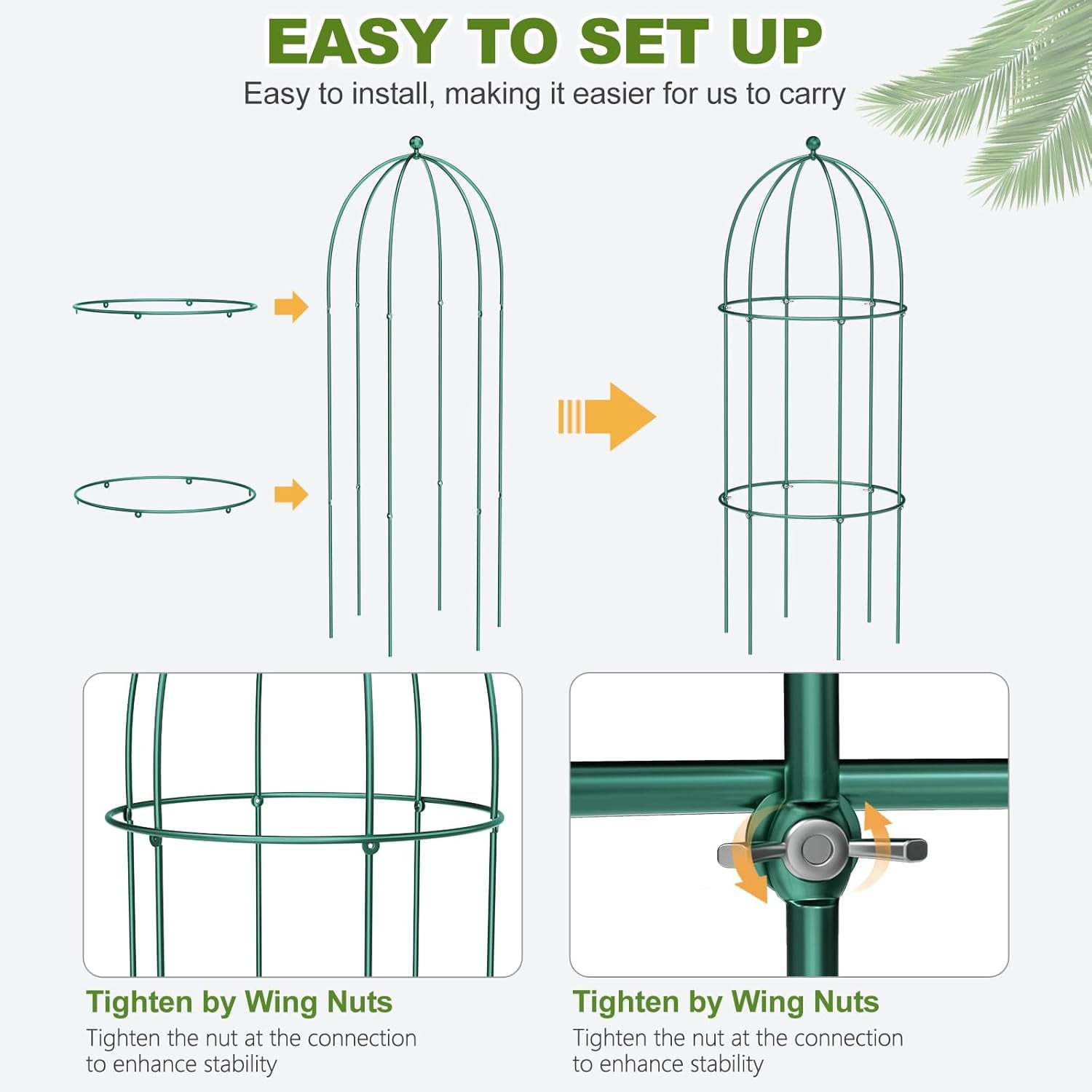 FICISOG 3 Pack Metal Plant Cage Support, 31.5" H Peony Support Tomato Cage Garden Obelisk Trellis Supports Tower Obelisk Garden Trellis for Clematis Vine Jasmine Outdoor Indoor