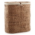 thumbnail image 5 of Casafield Oval Laundry Hamper with Lids and Removable Liner Bags - Cinnamon Brown, Woven Water Hyacinth 2-Section Laundry Basket for Clothes, 5 of 7