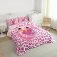 thumbnail image 3 of Feelyou Kawaii Pink Axolotl Queen Comforter Set for Kids, Leopard Cheetah Print Bedding Sets, Cute Cartoon Animal Reversible Bedding Comforter Set, Luxury Bedroom Decor, 3 Pieces, 3 of 8