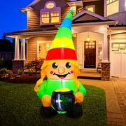 BESTPARTY 4 Ft St. Patrick's Day Inflatable Cute Gnome Holding a Pot of Gold Decoration,LED Light Up for Home Yard Lawn Garden Indoor Outdoor