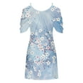 thumbnail image 5 of Robes Robe d'Été Robes d'Été pour Femmes Imprimé Manches Courtes Épaules Dénudées Col Rond Robe Bleu Clair m, 5 of 5