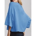 thumbnail image 4 of Short Sleeved Solid Color Women Casual Crewneck Knit Crop Sweater Tops, 4 of 5