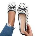 thumbnail image 6 of Gpaecead Women's Bow Polka Dot Flats Square Toe Vintage Slip On Cushioned Insole Non Slip Shoes For Commute And Casual, White, 6 of 8