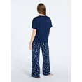 thumbnail image 3 of Joyspun Women's Dreamy Soft Collection Short Sleeve Sleep Top and Open Leg Pants Set, 2-Piece, Sizes XS-3X, 3 of 5