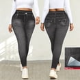 thumbnail image 2 of Bovxnpu Women's High Waisted Jeggings Pants Jeans Denim Pants Leggings Women's Faux Denim Print Wide Leg Pants Fake Pockets Long Sleeve Style Pants, 2 of 9