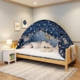 thumbnail image 4 of Bed Tent Bed Canopy Twin Size with Bottom,Kids Tent Indoor Floor with Lights Portable Foldable Bunk Curtains for Girls Boys (Galaxy, Twin), 4 of 18