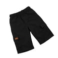 thumbnail image 3 of Rggeeun Child Boys Shorts Solid Color Cargo Elastic Waist With Flap Pockets Loose Fit Knee Length For Summer Outdoor Picnics Cozy Bottoms,Black,5-6 Years, 3 of 8