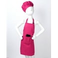 thumbnail image 2 of Aislor Kids Girls Boys Cotton Adjustable Apron and Chef Hat Set with Pockets for Kitchen Cooking Baking Wear Gardenin Rose Red M, 2 of 7