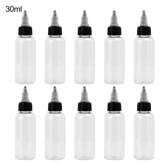 Happydeer 10 Pcs 30/60ml Twist Cap Empty Plastic Tattoo Ink Pigment Storage Bottle