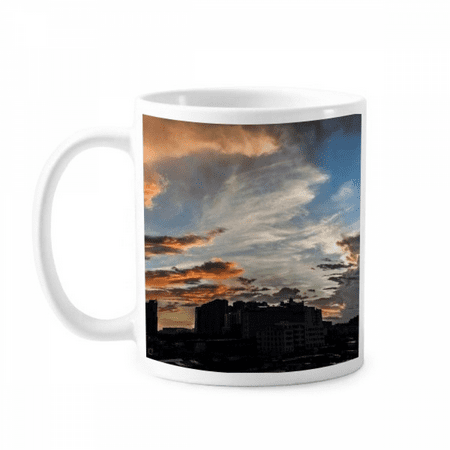 

City Dusk Clouds Orange Sky Mug Pottery Cerac Coffee Porcelain Cup Tableware