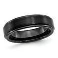 thumbnail image 1 of Mens Black Ceramic 6mm Ridged Edge Wedding Band Ring, 1 of 4