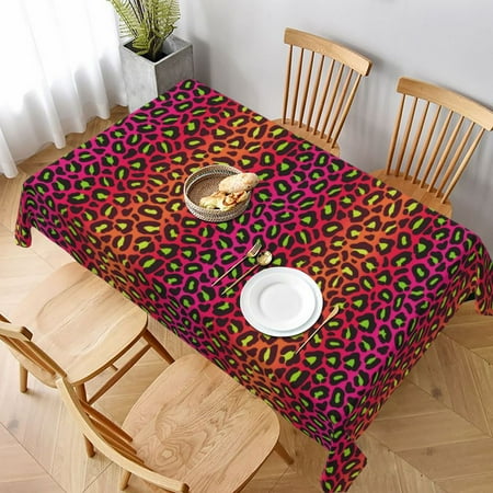 

Table Cloth Rectangle Table 80s 90s Retro Pink Red Leopard Tablecloth 60 x 90 Inch Wrinkle Resistant Decorative Fabric Table Cover for Dining Party Indoor Outdoor
