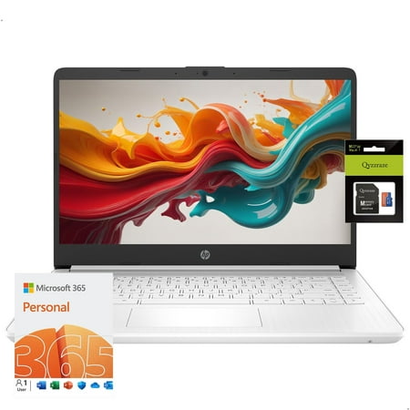 HP Windows 11 Intel Quad-Core N4120 Laptop, 8GB RAM, 196GB Storage (64GB eMMC+128GB SD Card), Ultralight for Students & Business, WiFi, Bluetooth, HDMI, Webcam