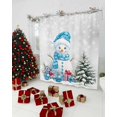 thumbnail image 5 of Christmas Shower Curtain, Blue Snowman Xmas Tree Balls Winter Snowflakes Waterproof Fabric Shower Curtains with 12 Hooks, Bathroom Curtain Set for Bathroom Accessories Decor, 48 x 72 Inches, 5 of 9