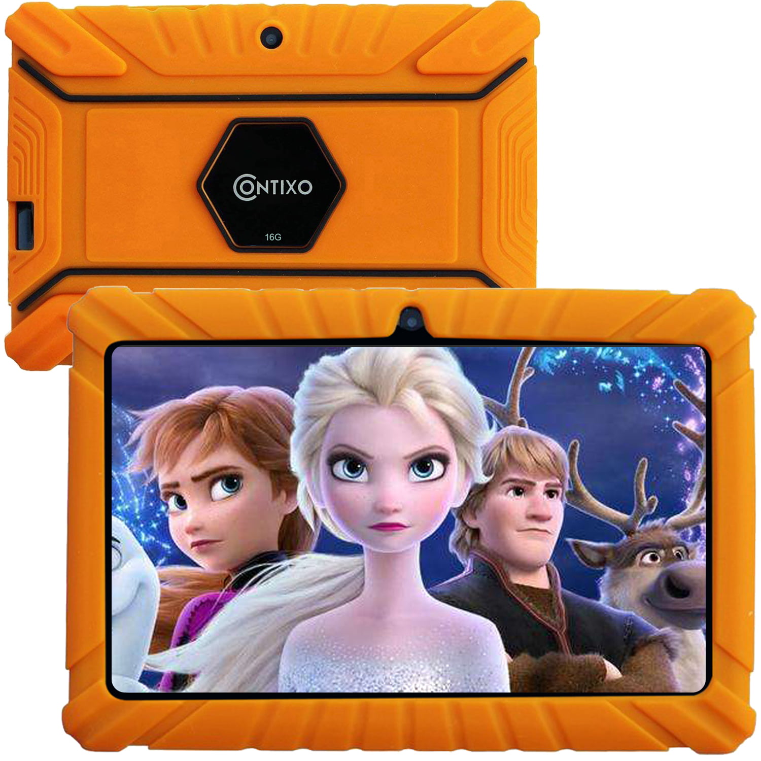 Contixo 7 inch Kids Tablet 2GB RAM 32GB WiFi Android 10.0 Tablet For Kids Bluetooth Parental Control Pre-Installed Learning Tablet Apps for Toddlers Children Kid-Proof Protective Case, V9-2 Orange