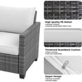 thumbnail image 4 of 5Pcs Patio Furniture Sets, Outdoor Patio Set with Glass Coffee Table, Weatherproof Rattan Sectional Sofa, Ideal for Garden, Porch, or Poolside, Grey&Light Grey, 4 of 8