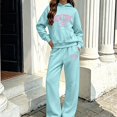 thumbnail image 2 of ITSAME Girls 2-Piece Letter Print Hooded Sweatshirt and Wide Leg Pants Set Fleece-Lined Warm Outfit Size 5T, 2 of 6