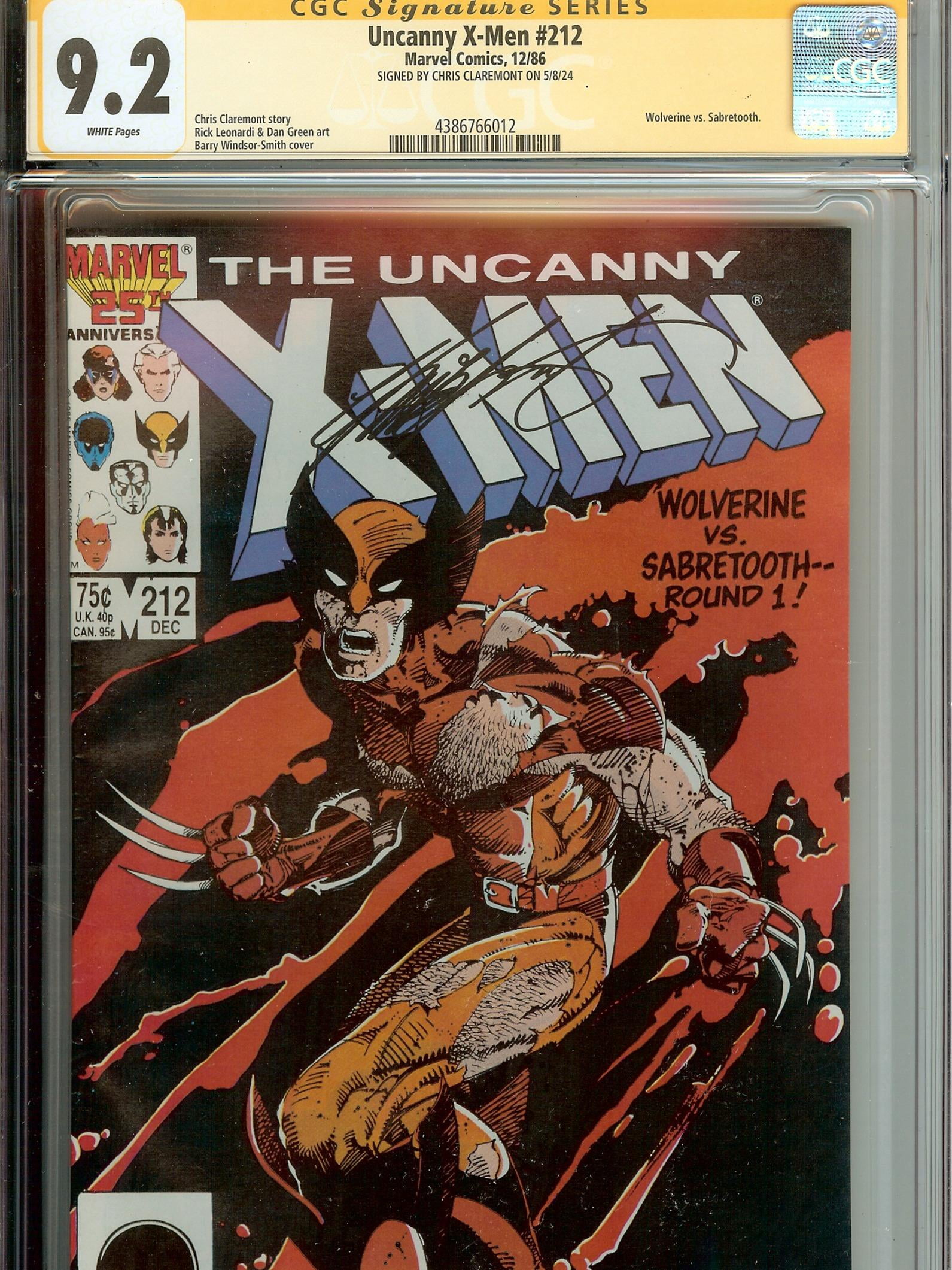 Uncanny X-Men #212 Signed Chris Claremont CGC 9.2