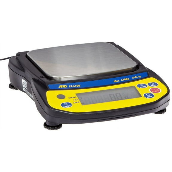 EJ6100 Newton Compact Electronic Toploading Balance with LCD Display, 127mm x 140mm Pan, /-0.2g Linearity, 6100g Capacity, 0.1g Readability
