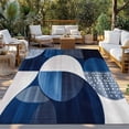thumbnail image 3 of Fsddascl Navy Blue Boho Outdoor Rug for Patio/Deck/Porch, Non-Slip Large Area Rug 5 x 8 Ft, White Circle Abstract Art Indoor Outdoor Rugs Washable Area Rugs, Reversible Camping Rug Carpet Runner, 3 of 5